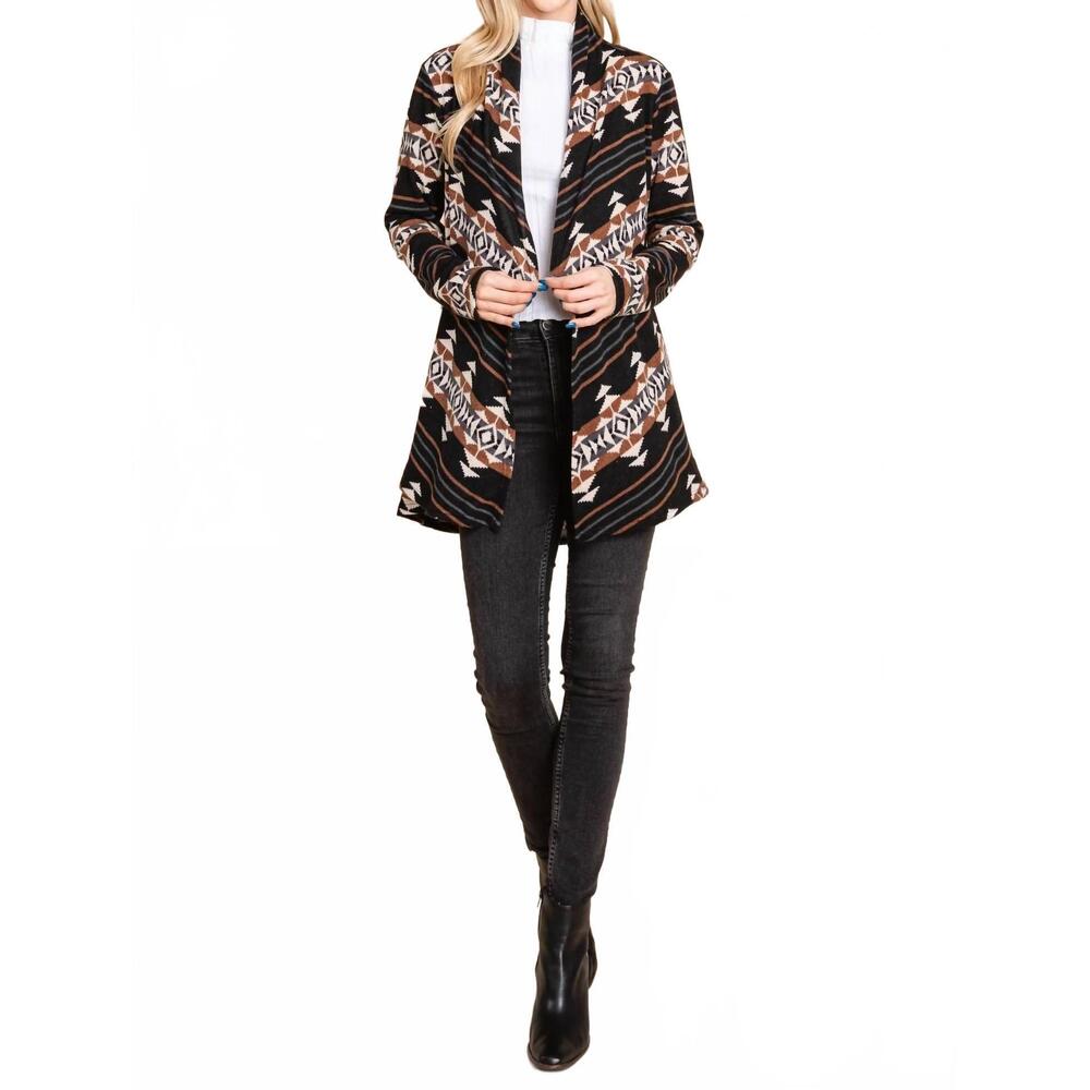 NEW BOMBOM calgary western open front cardigan in black